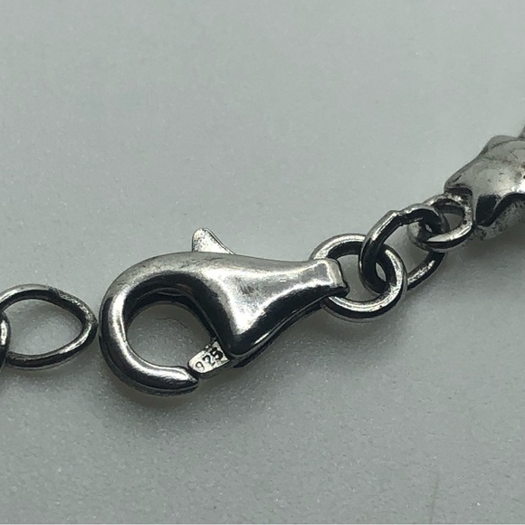 STERLING Silver Moon Stars Hearts & Clear / White Cz Stones Bracelet 6” - 7” - Picture 6 of 7